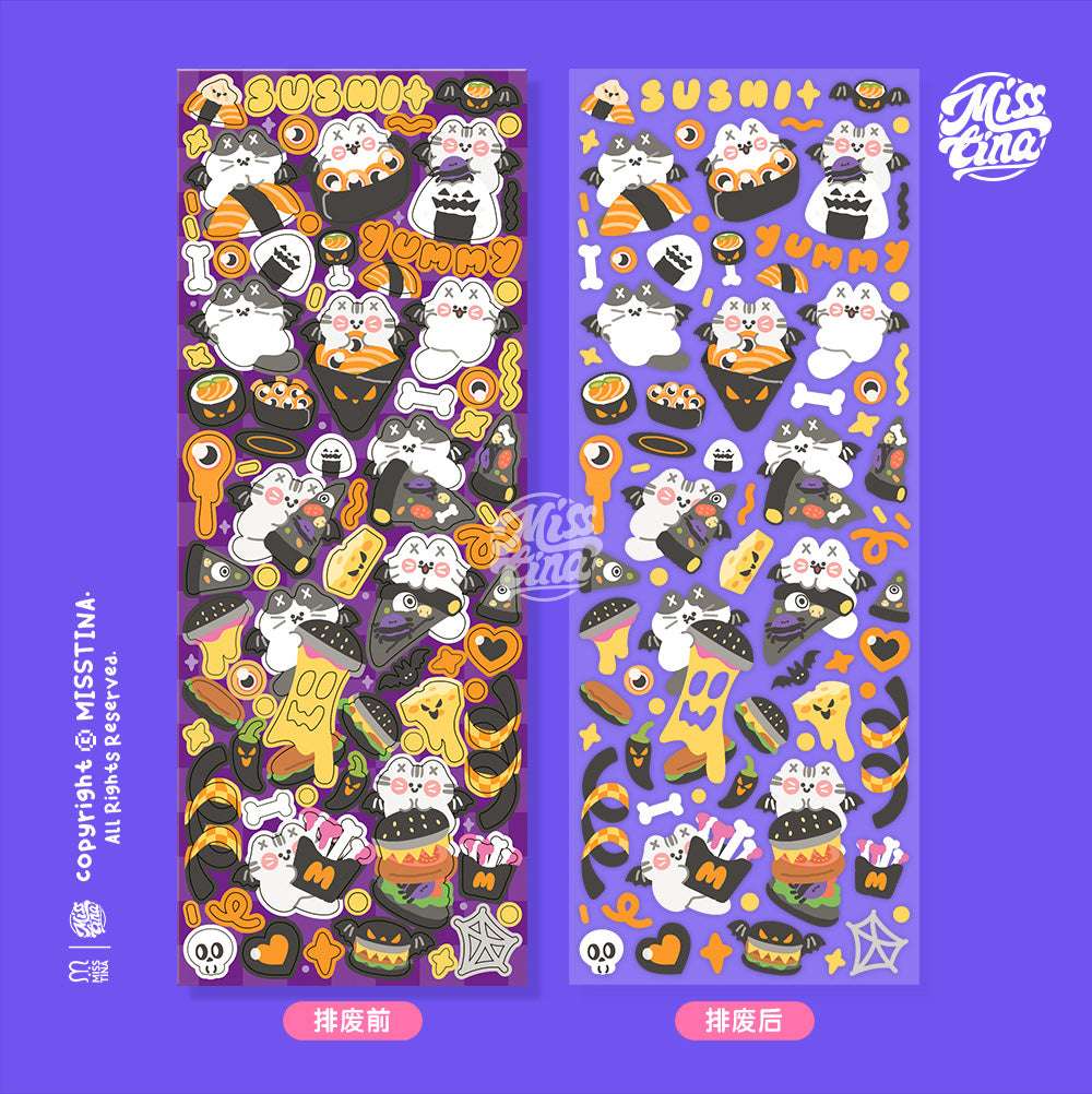 「MISSTINA」MI Devil's Food Halloween Original Flash Film Sticker Waterproof Notebook Star Card Guka