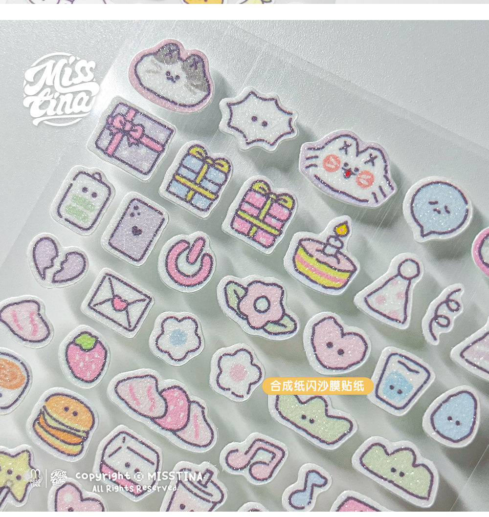"MISSTINA" slightly sweet deco sticker roll tape star glitter sand film original handbook matte film star coo card