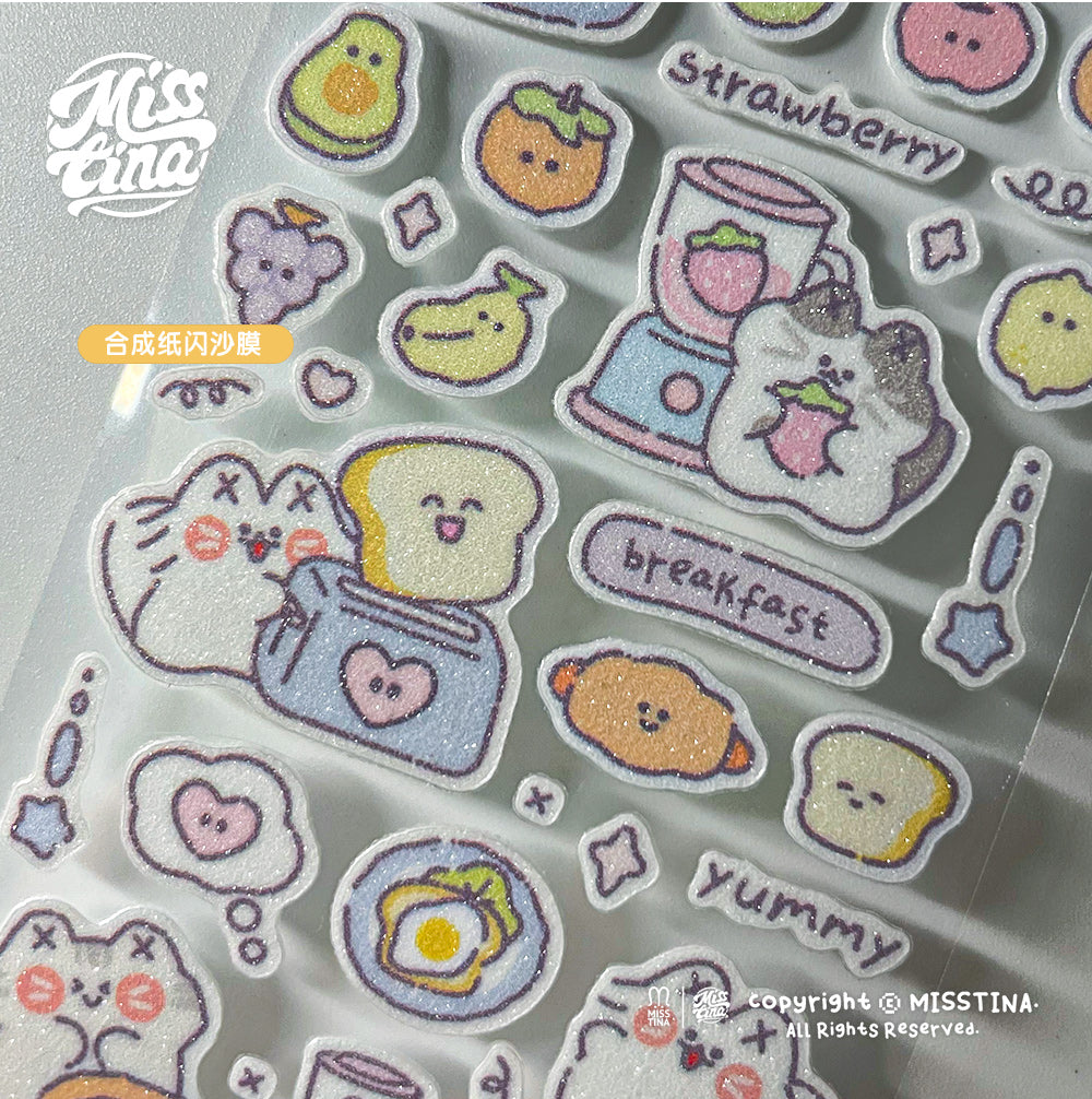 "MISSTINA" weekend home mi sticker roll tape star flash sand film original handbook matte film paper cuckoo card