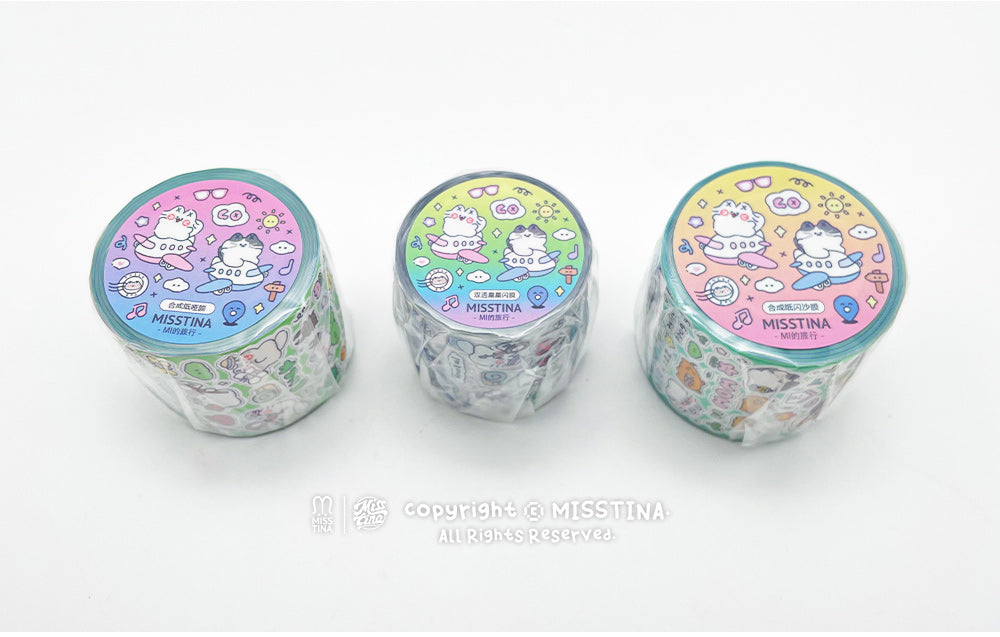 「MISSTINA」MI's travel mi sticker roll tape star glitter sand film original handbook matte film Guka