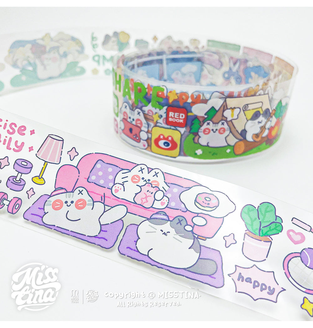 "MISSTINA" tape MI's 365-day glossy PET and paper special oil decorative notebook stickers original cat