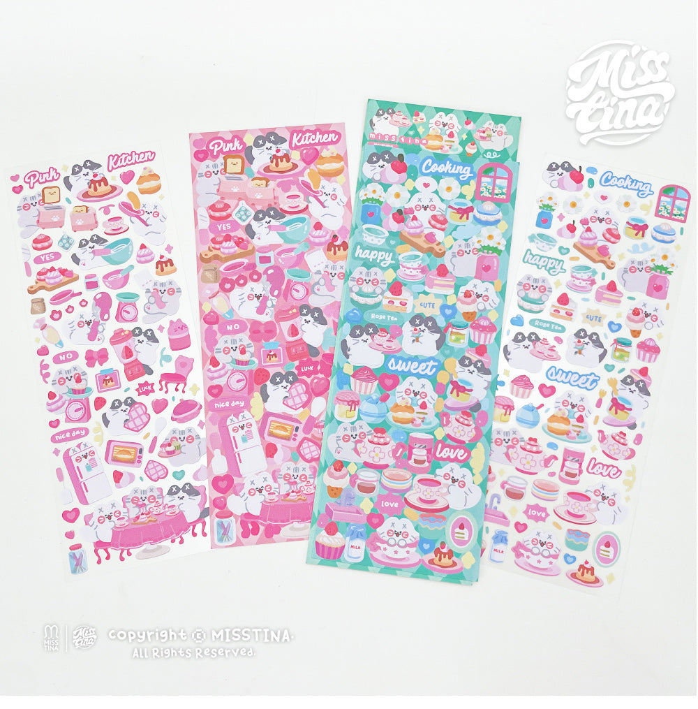 「MISSTINA」Pink Kitchen Mi Flash Film Borderless Sticker Original Waterproof Notebook Matte Film Star Coo Card