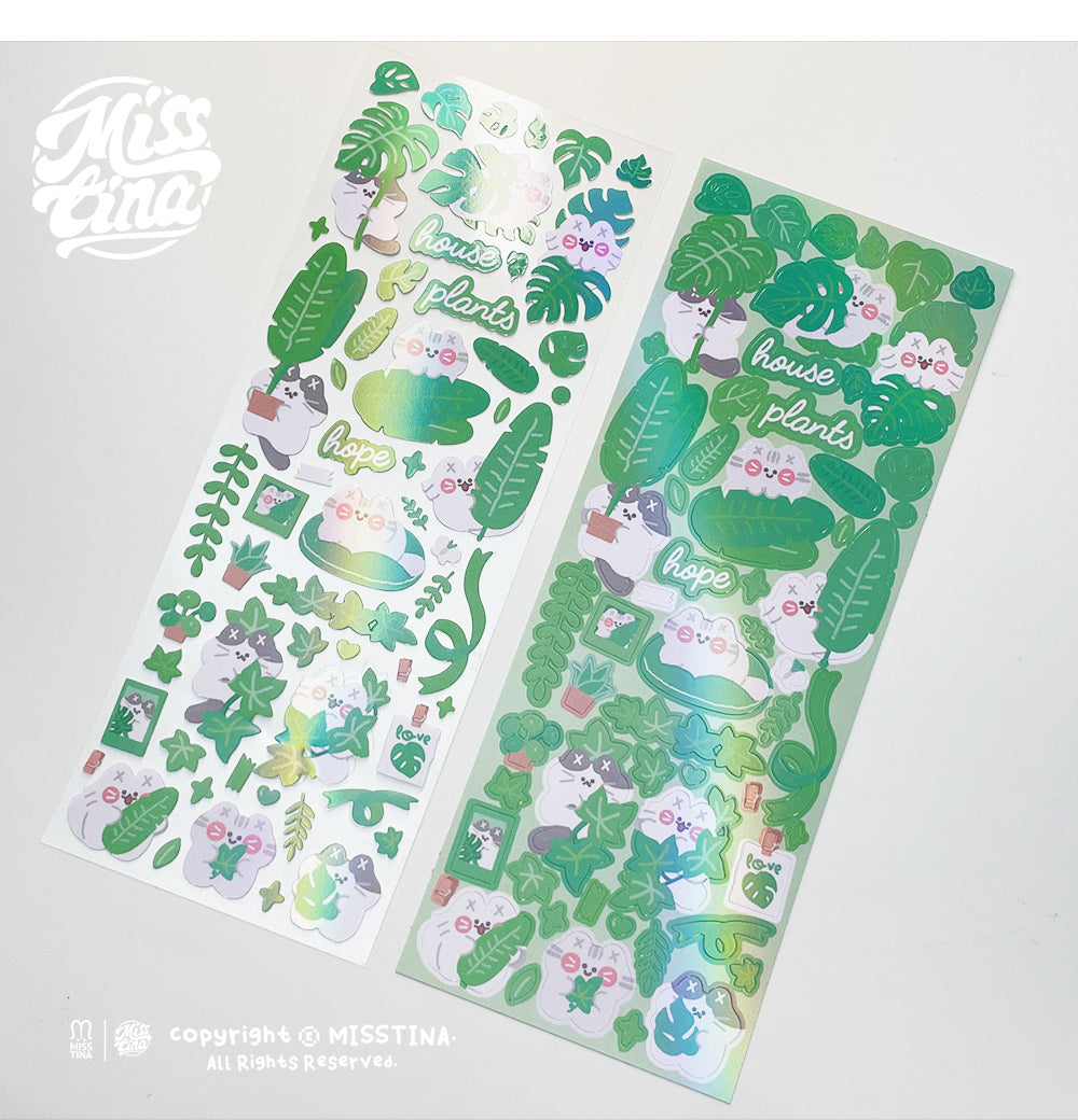 「MISSTINA」Plants green plants Mi original flash film borderless stickers waterproof handbook celebrity card stickers