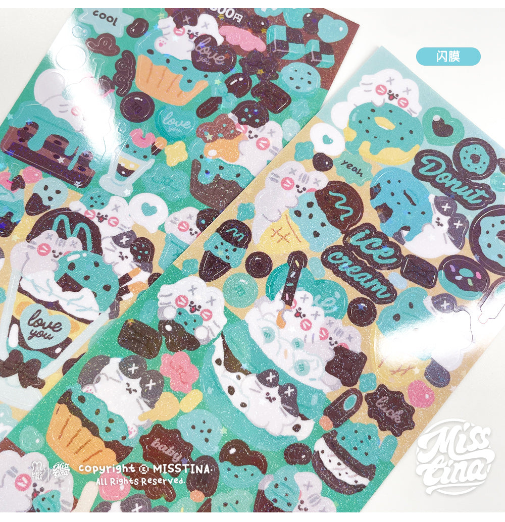 MISSTINA Mint Chocolate Mi Flash Film Borderless Sticker Original Waterproof Notebook Matte Film Star Coo Card