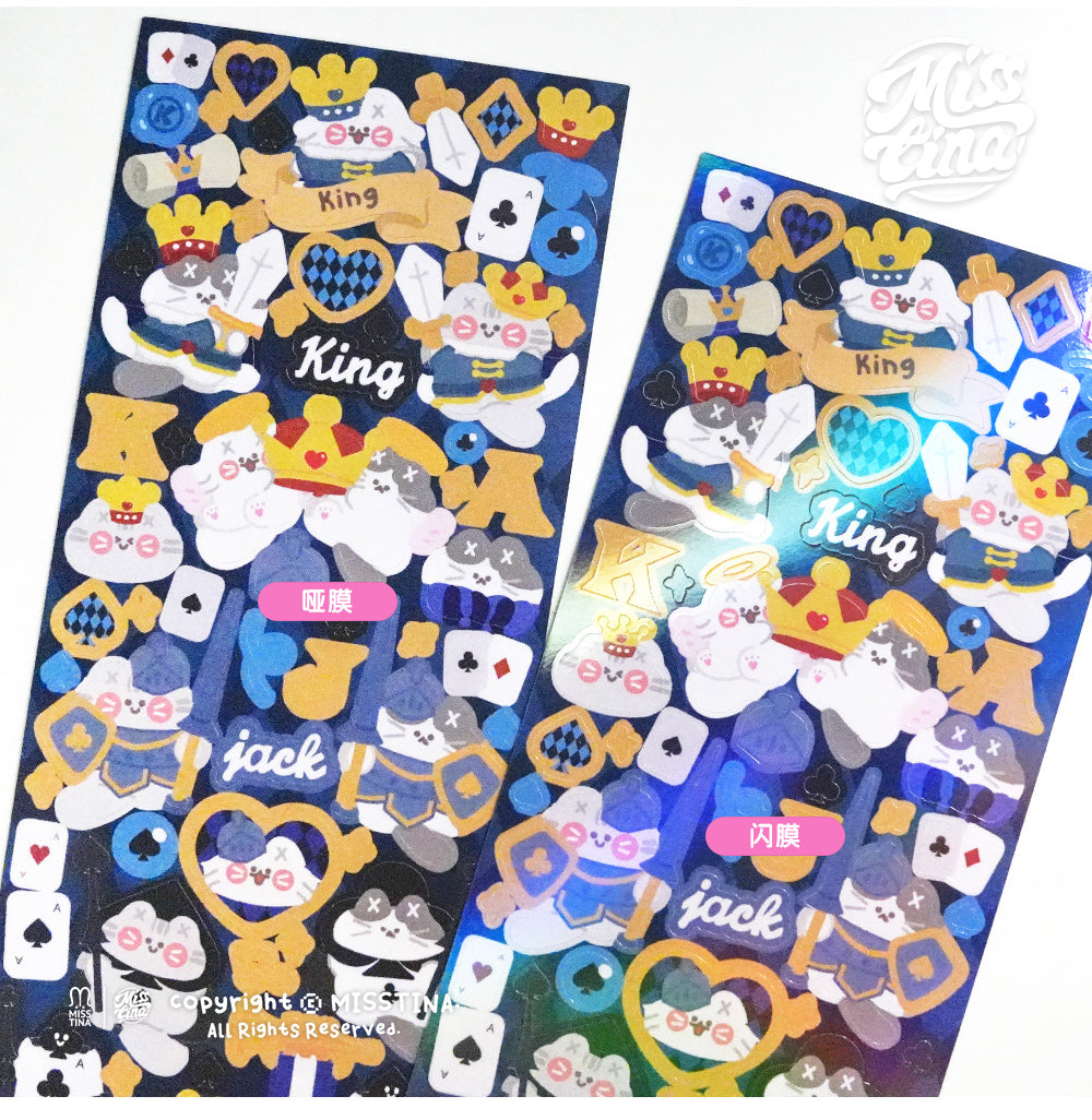 "MISSTINA" MI's red and blue Poker Kingdom plain laser film stickers original waterproof notebook stickers