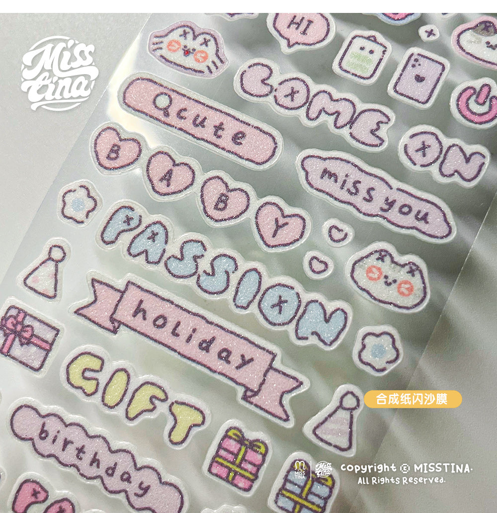 "MISSTINA" slightly sweet deco sticker roll tape star glitter sand film original handbook matte film star coo card