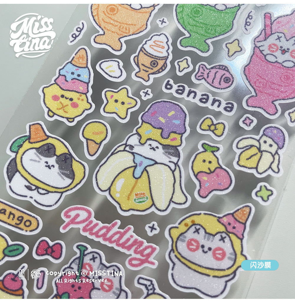 「MISSTINA」Colorful Dessert Flash Film Sticker Original Waterproof Notebook Matte Film Star Coo Card
