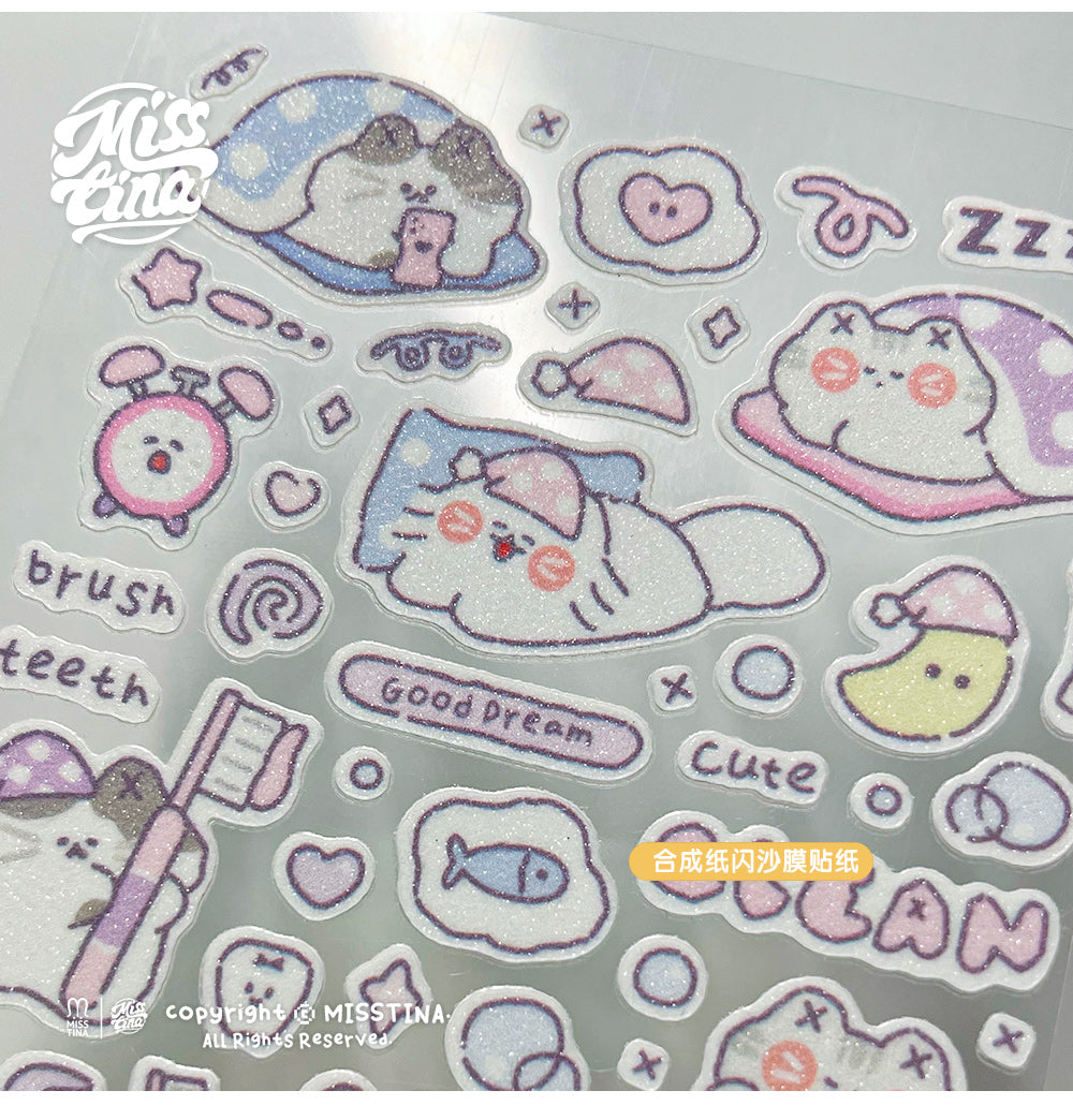 "MISSTINA" weekend home mi sticker roll tape star flash sand film original handbook matte film paper cuckoo card