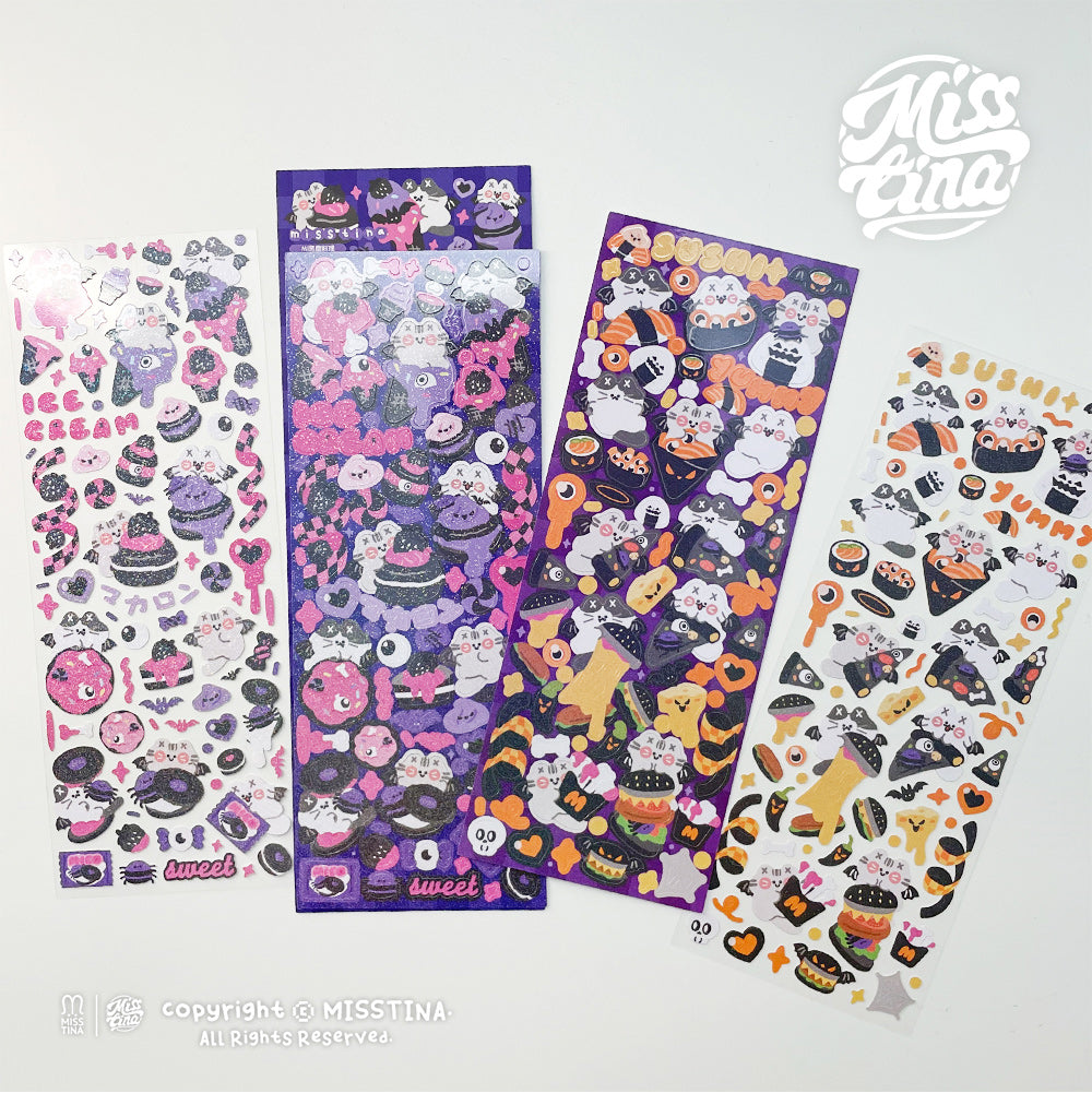 「MISSTINA」MI Devil's Food Halloween Original Flash Film Sticker Waterproof Notebook Star Card Guka