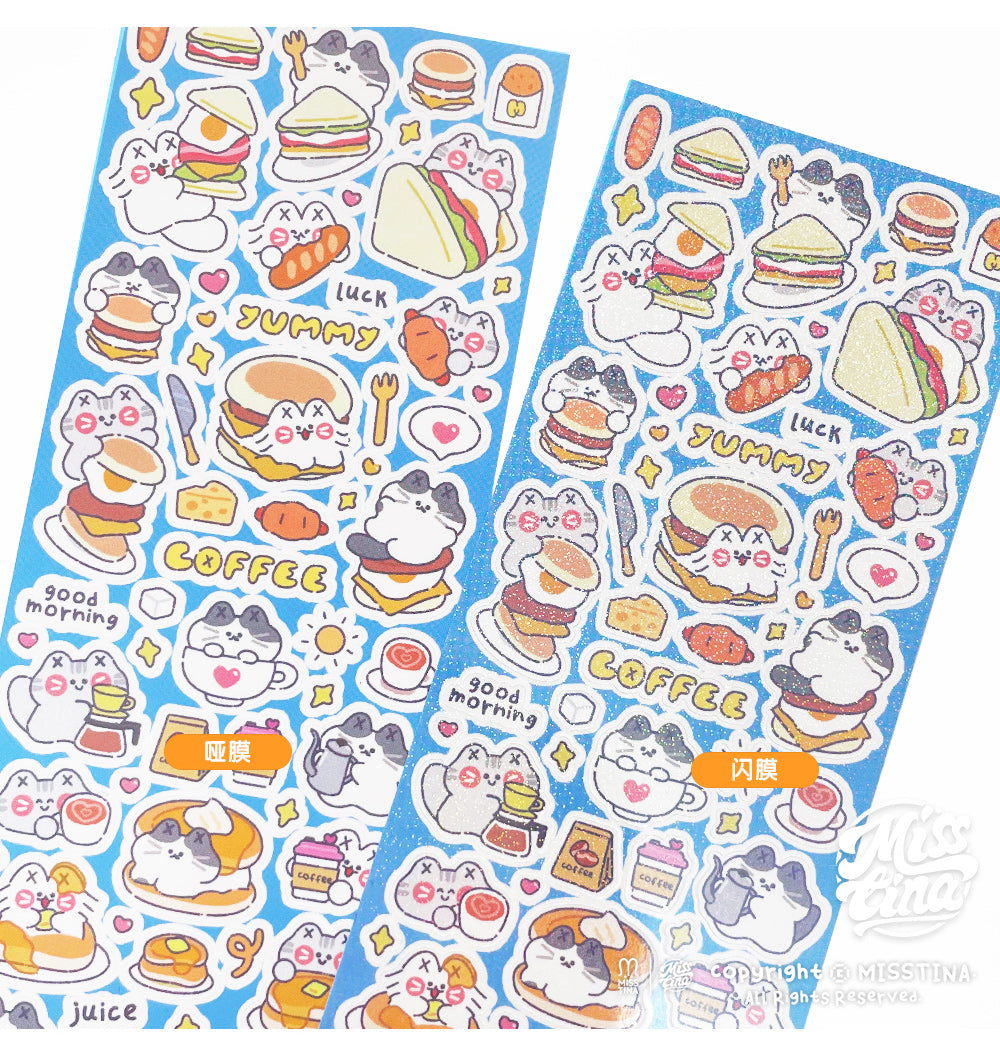 "MISSTINA" Breakfast MI series flash film stickers original waterproof diary notebook stickers celebrity card stickers