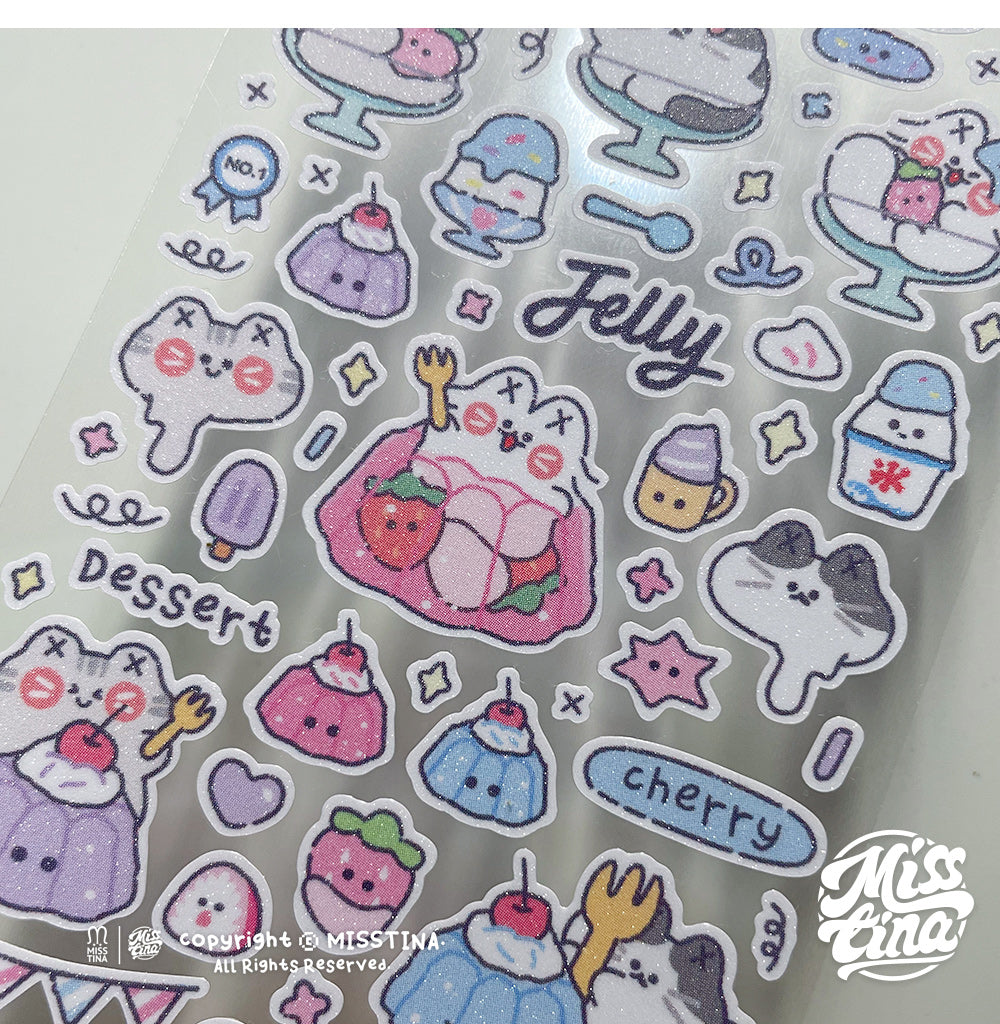 「MISSTINA」Colorful Dessert Flash Film Sticker Original Waterproof Notebook Matte Film Star Coo Card