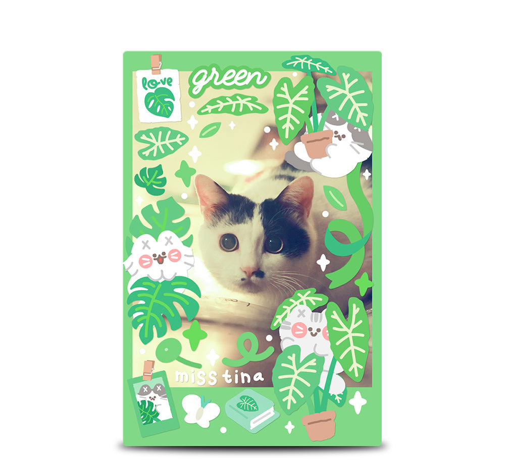 「MISSTINA」Plants green plants Mi original flash film borderless stickers waterproof handbook celebrity card stickers