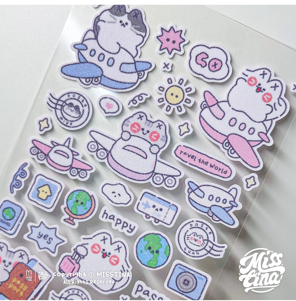 「MISSTINA」Travel Mi Flash Film Matt Film Borderless Sticker Original Waterproof Notebook Matt Film Star Coo Card