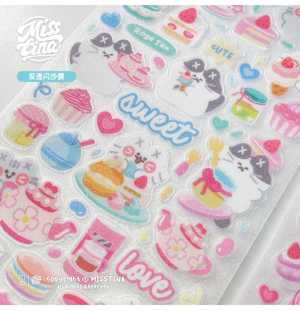 「MISSTINA」Pink Kitchen Mi Flash Film Borderless Sticker Original Waterproof Notebook Matte Film Star Coo Card