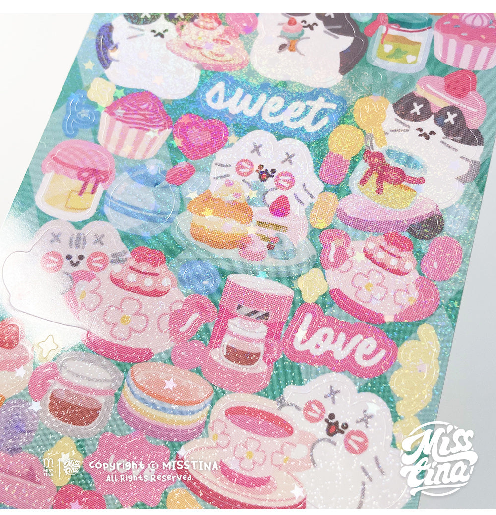 「MISSTINA」Pink Kitchen Mi Flash Film Borderless Sticker Original Waterproof Notebook Matte Film Star Coo Card