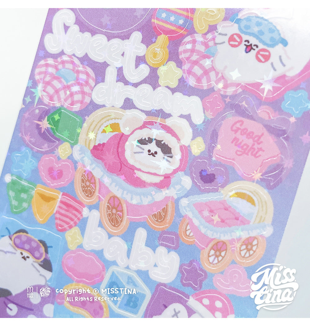 「MISSTINA」Baby Mi Flash Film Borderless Sticker Original Waterproof Notebook Matte Film Star Coo Card