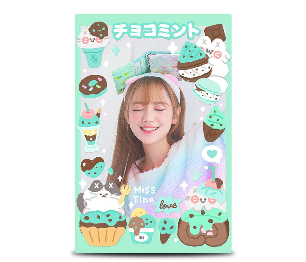 MISSTINA Mint Chocolate Mi Flash Film Borderless Sticker Original Waterproof Notebook Matte Film Star Coo Card