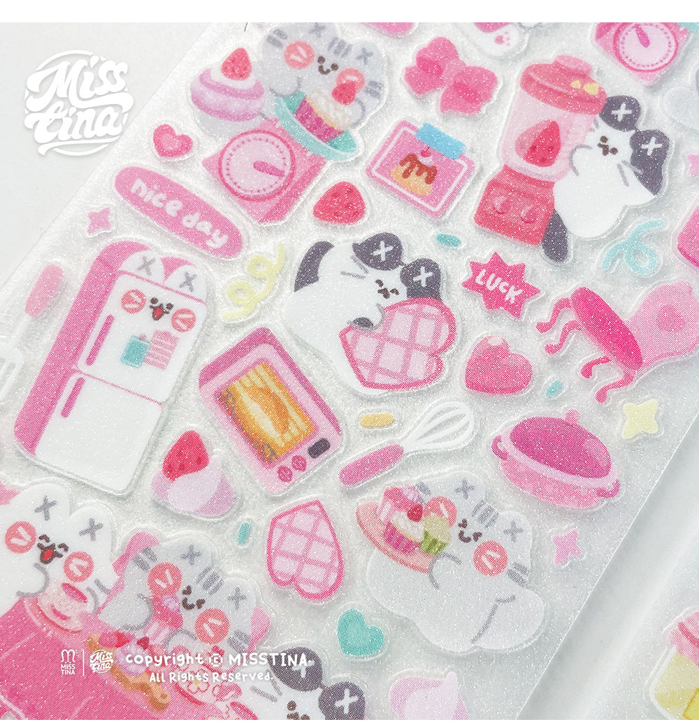 「MISSTINA」Pink Kitchen Mi Flash Film Borderless Sticker Original Waterproof Notebook Matte Film Star Coo Card