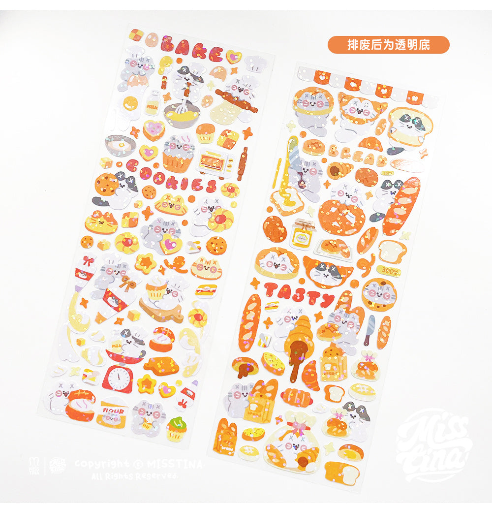 「MISSTINA」 Vitality Baking MI Series Flash Film Stickers Original Waterproof Diary Notebook Stickers Star Cards