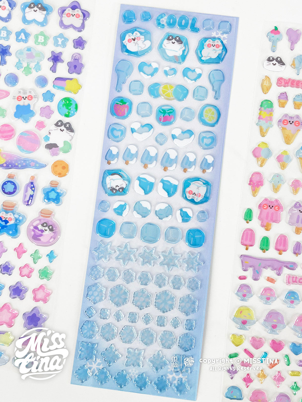 MISSTINA original transparent snowflake ice candy DECO three-dimensional stickers diary notebook card