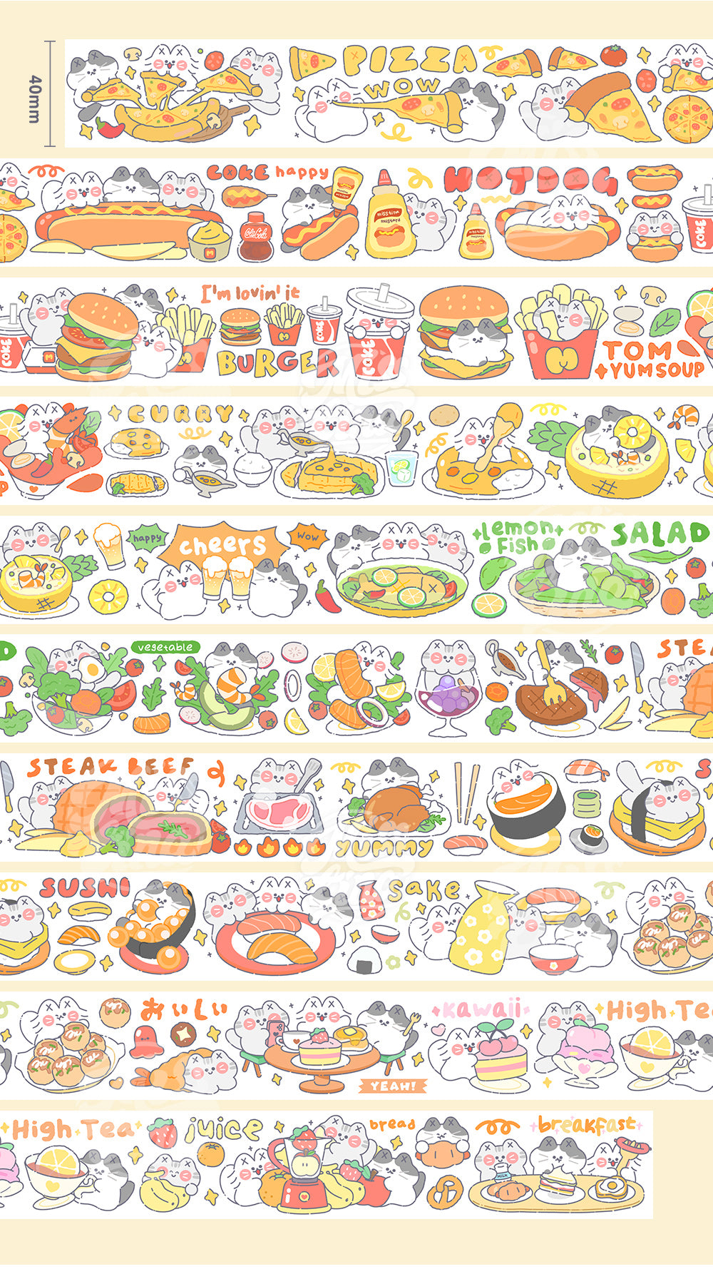 "MISSTINA" tape MI cat eat eat smooth PET and paper special oil decoration notebook sticker original