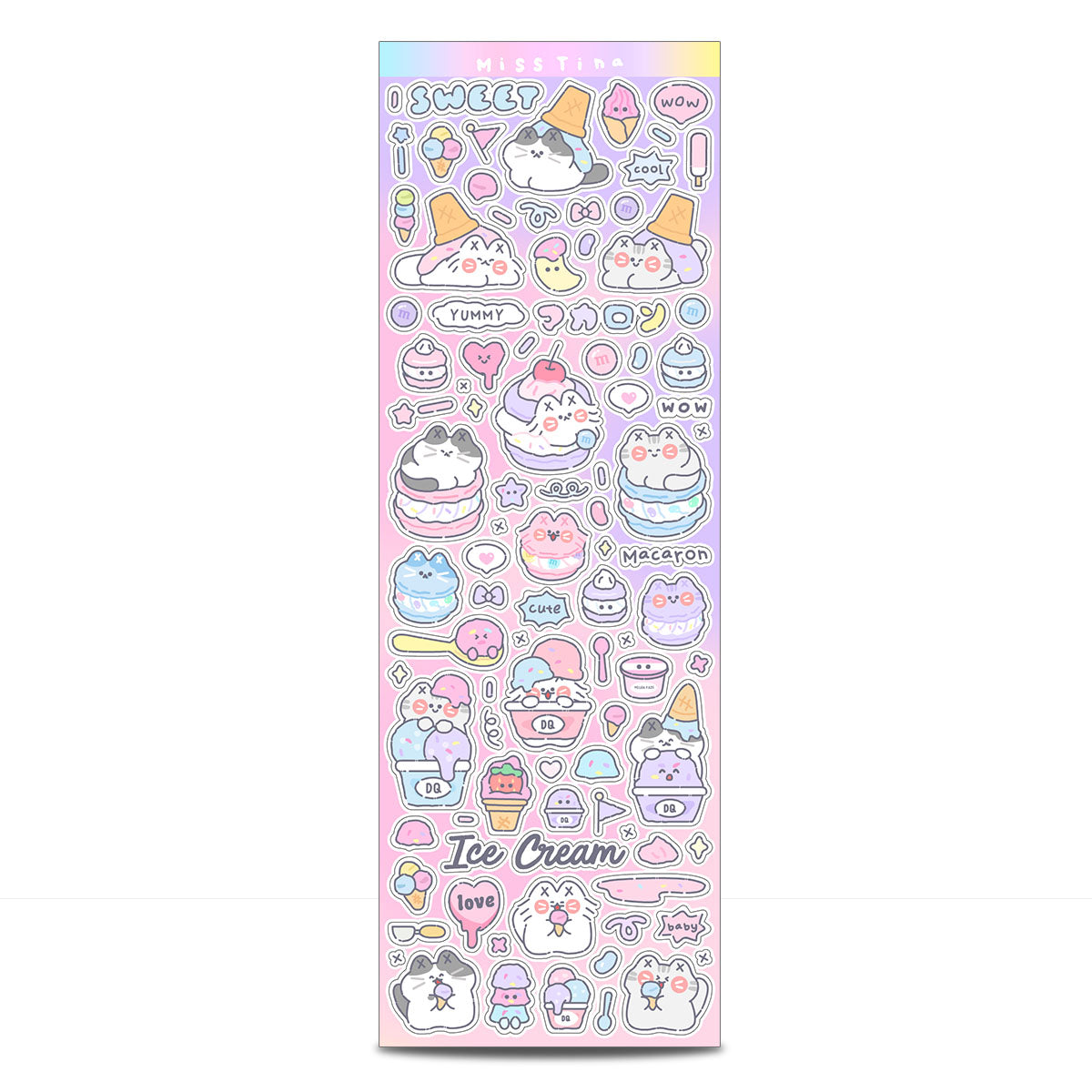 「MISSTINA」Colorful Dessert Flash Film Sticker Original Waterproof Notebook Matte Film Star Coo Card
