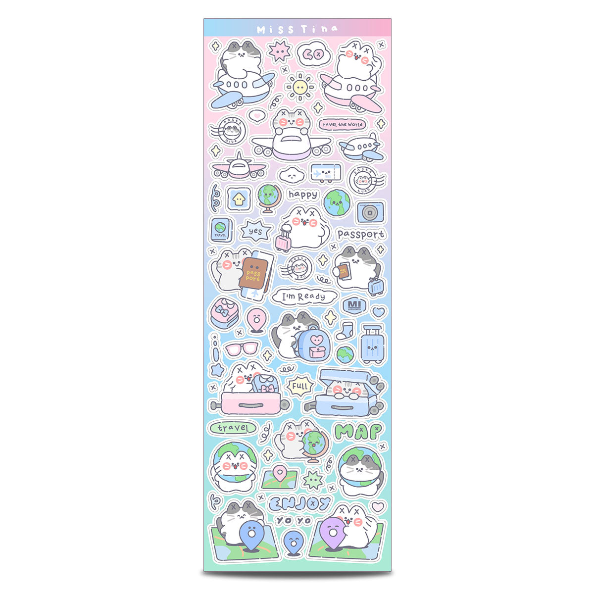 「MISSTINA」Travel Mi Flash Film Matt Film Borderless Sticker Original Waterproof Notebook Matt Film Star Coo Card