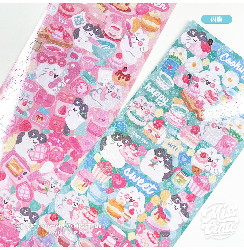 「MISSTINA」Pink Kitchen Mi Flash Film Borderless Sticker Original Waterproof Notebook Matte Film Star Coo Card