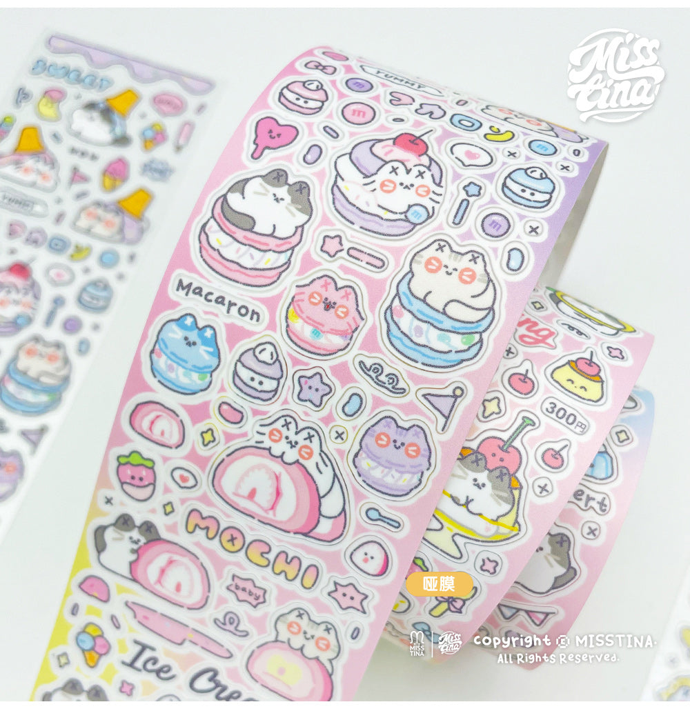 「MISSTINA」Colorful Dessert Sticker Roll Tape Star Flash Sand Film Original Matte Film Guka