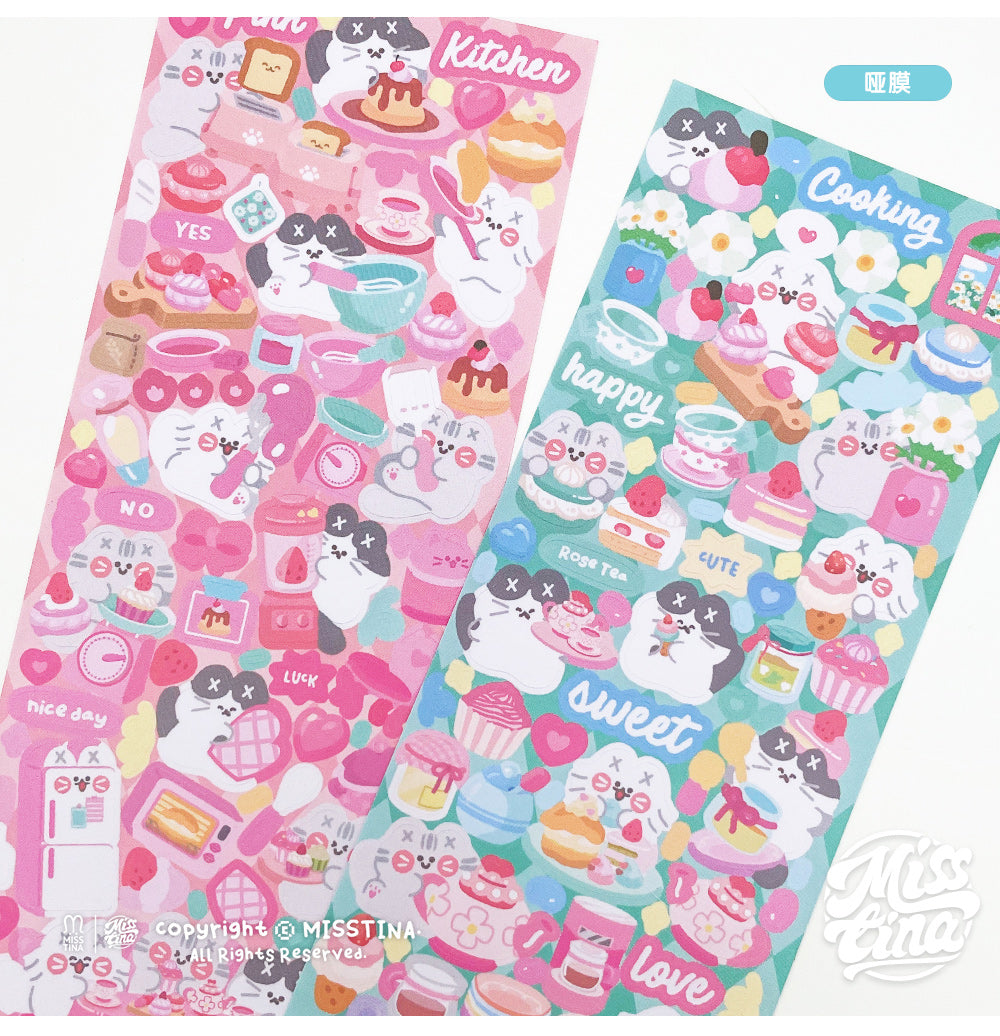 「MISSTINA」Pink Kitchen Mi Flash Film Borderless Sticker Original Waterproof Notebook Matte Film Star Coo Card