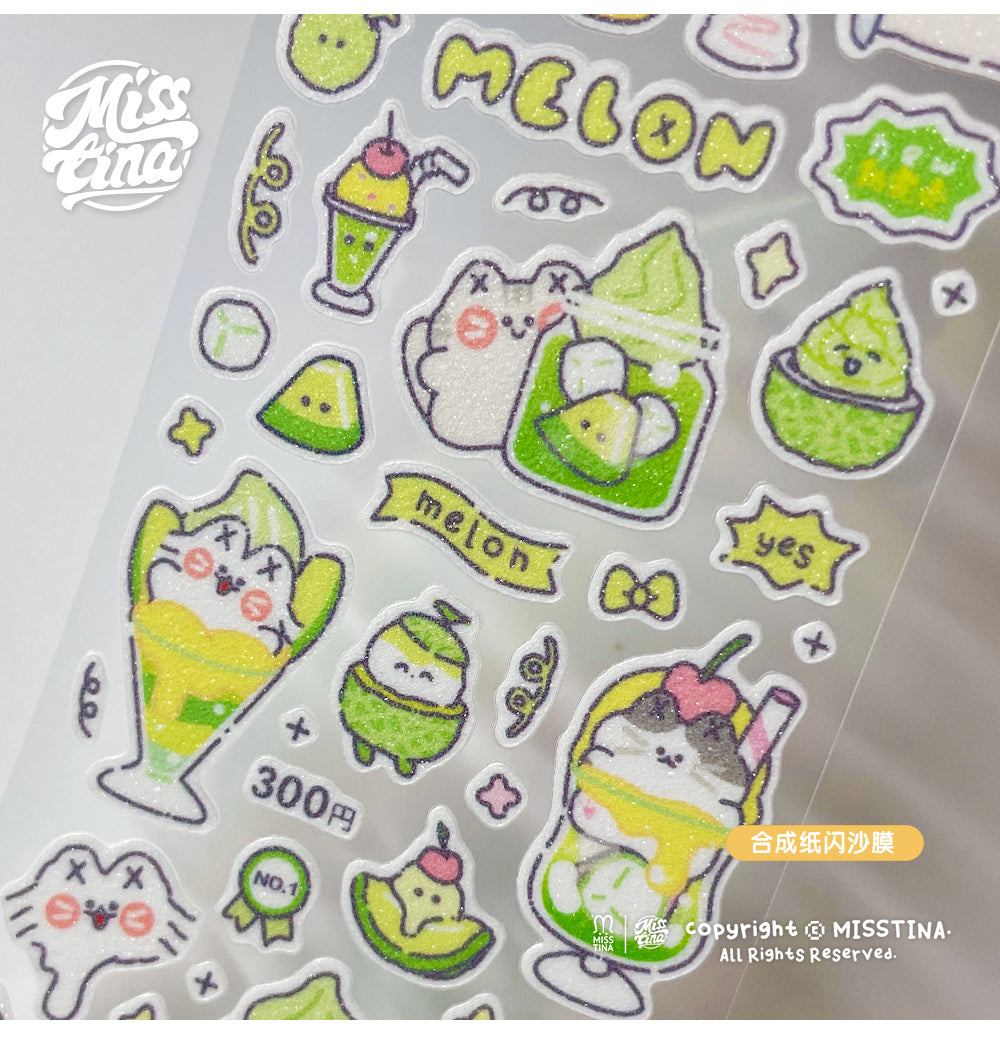 「MISSTINA」Colorful Dessert Sticker Roll Tape Star Flash Sand Film Original Matte Film Guka