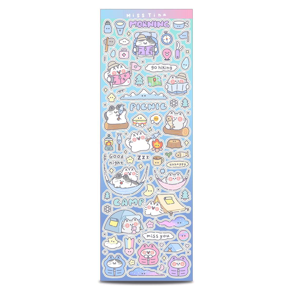 「MISSTINA」Travel Mi Flash Film Matt Film Borderless Sticker Original Waterproof Notebook Matt Film Star Coo Card