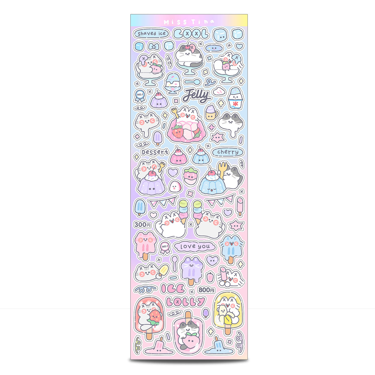 「MISSTINA」Colorful Dessert Flash Film Sticker Original Waterproof Notebook Matte Film Star Coo Card